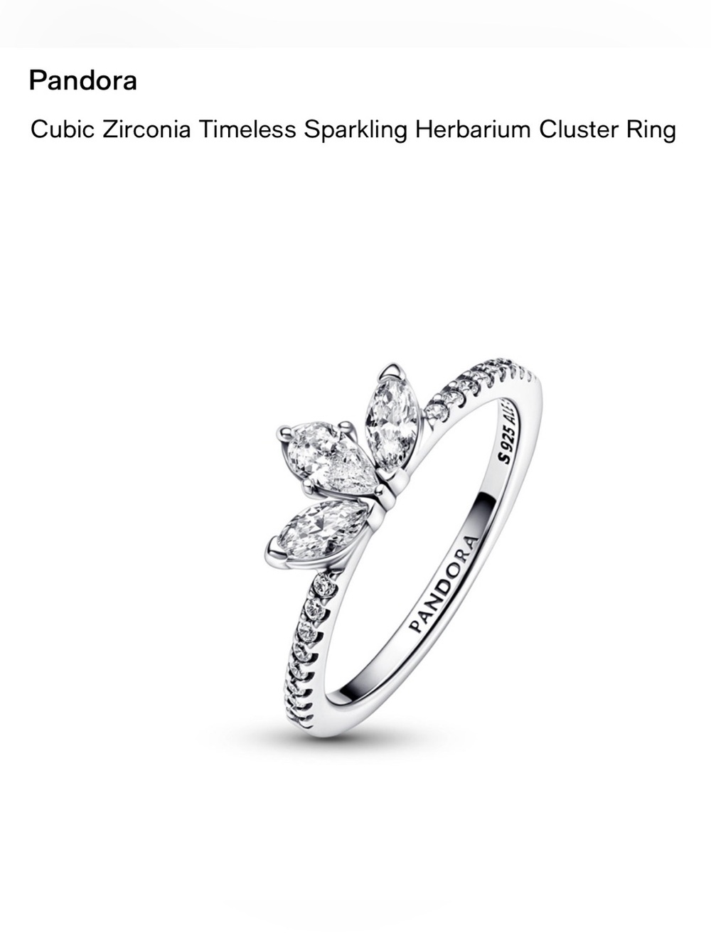 Pandora Silver Marquise Floral Cluster Ring with Clear Cubic Zirconia